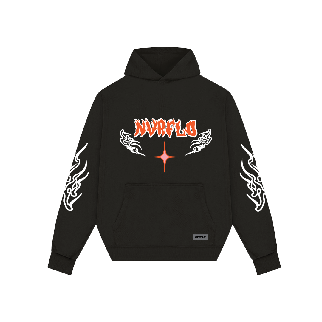 wings on fire hoodie - black