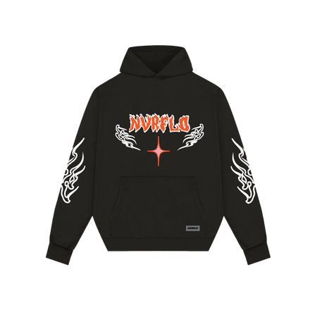 wings on fire hoodie - black